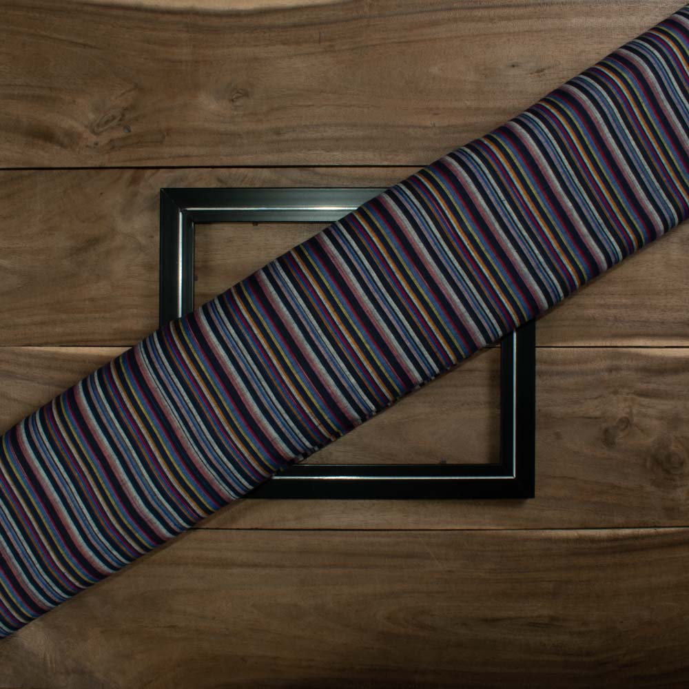 Stripe Multicolor Pure Cotton 100 GSM Handwoven Fabric 06