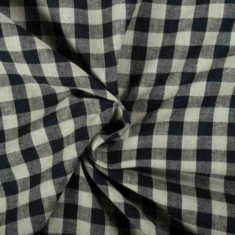 Check Black & Light Green 120 GSM Khadi Handwoven Fabric