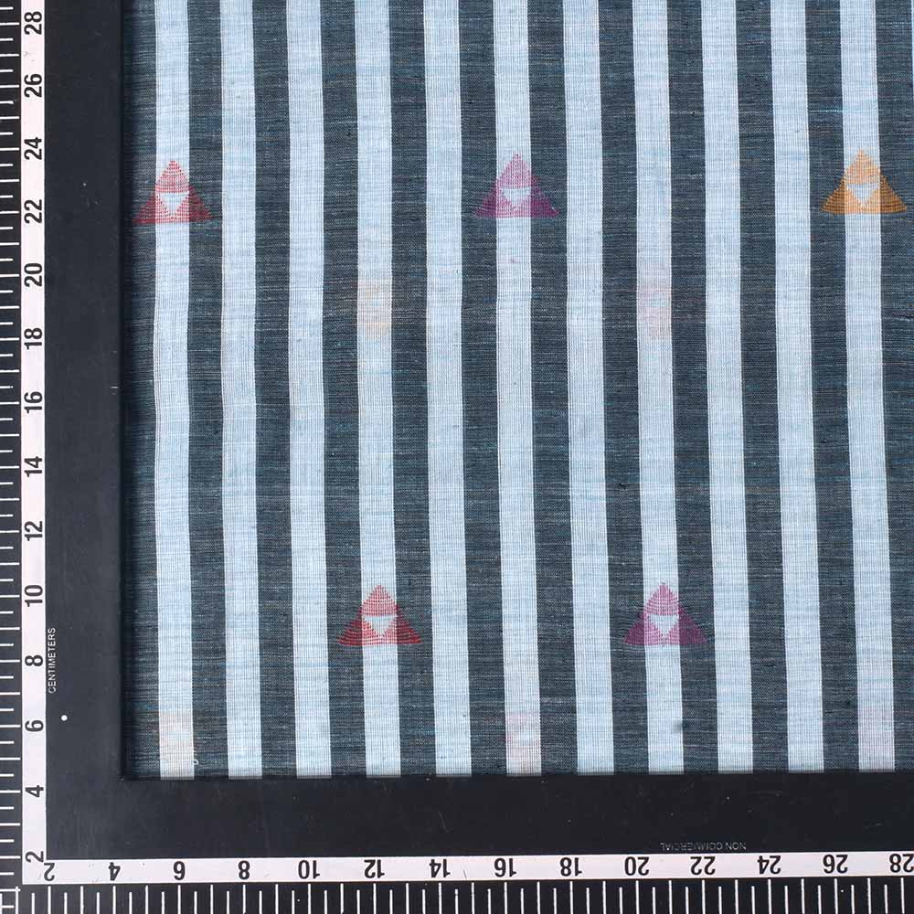 STRIPE BLACK WHITE JAMDANI KHADI COTTON 60 GSM HANDWOVEN FABRIC