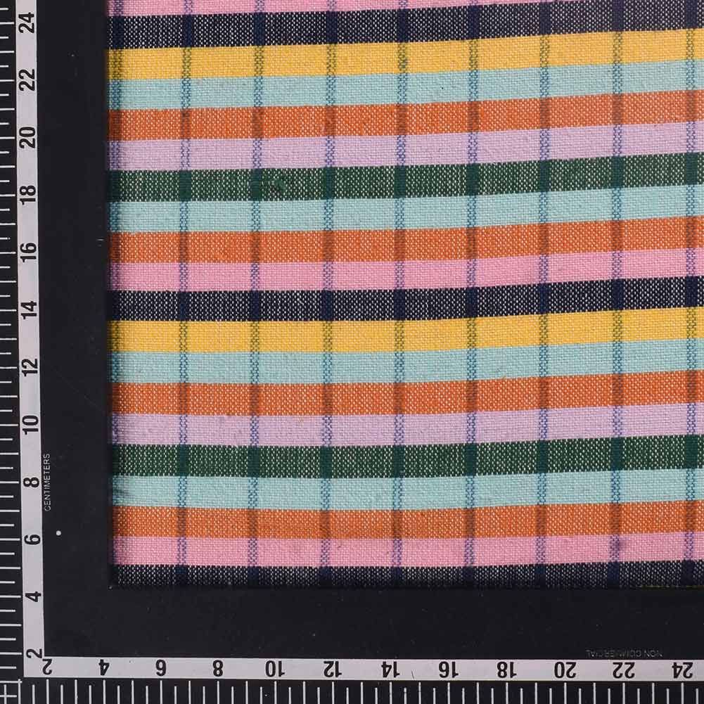 CHECK RAINBOW COTTON KHADI 196 GSM HANDWOVEN FABRIC
