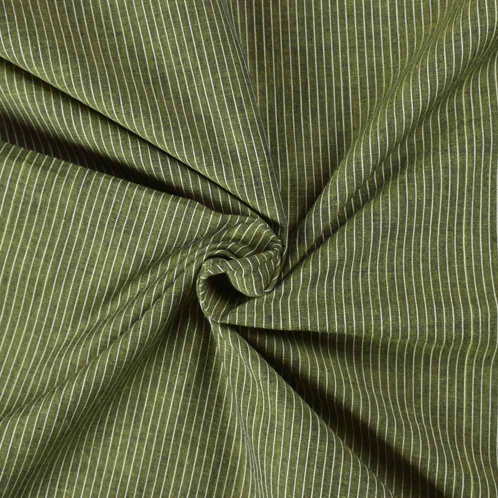 Stripe Green Pure Cotton 100 GSM Handwoven Fabric 307