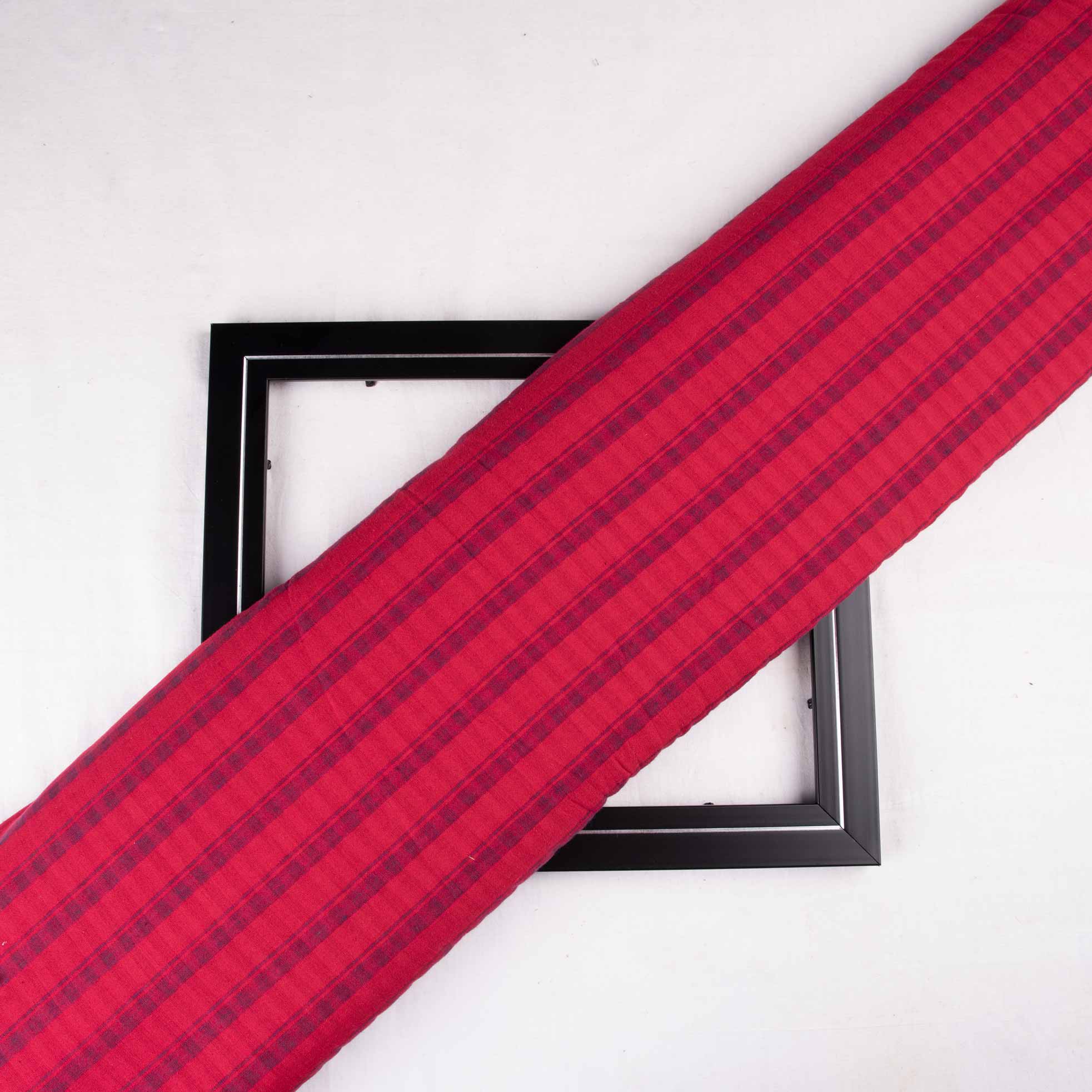 Stripe Red Blue Pure Cotton 90 GSM Handwoven Fabric