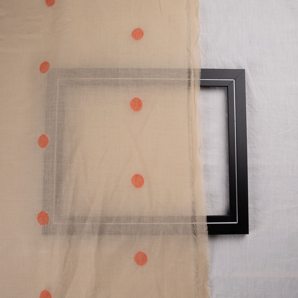 GEOMETRIC BEIGE JAMDANI PURE COTTON 57 GSM HANDWOVEN FABRIC