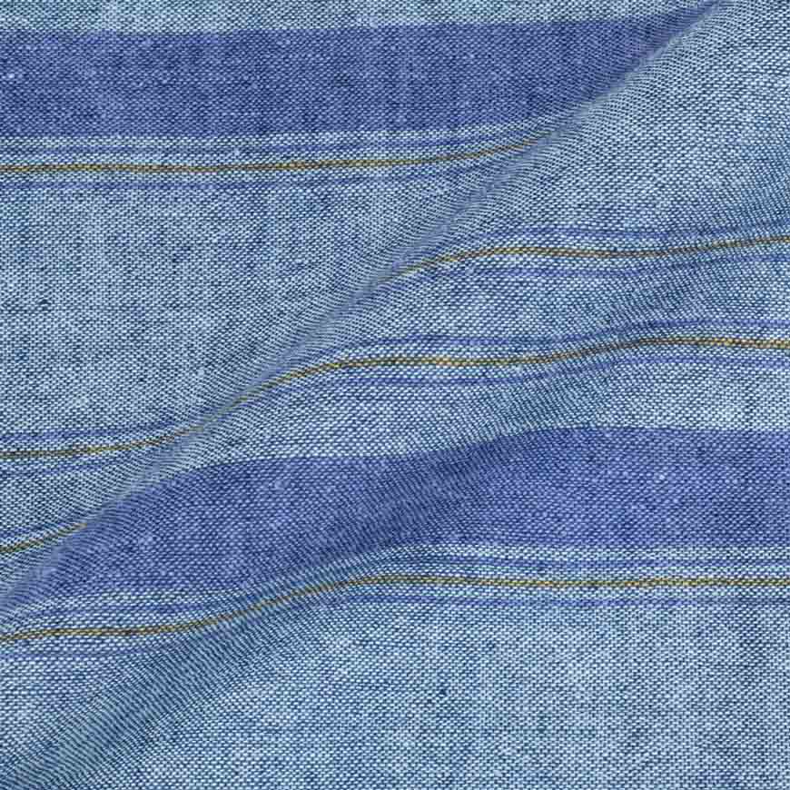 Stripe Blue & Brown Pure Cotton 102 GSM Handwoven Fabric