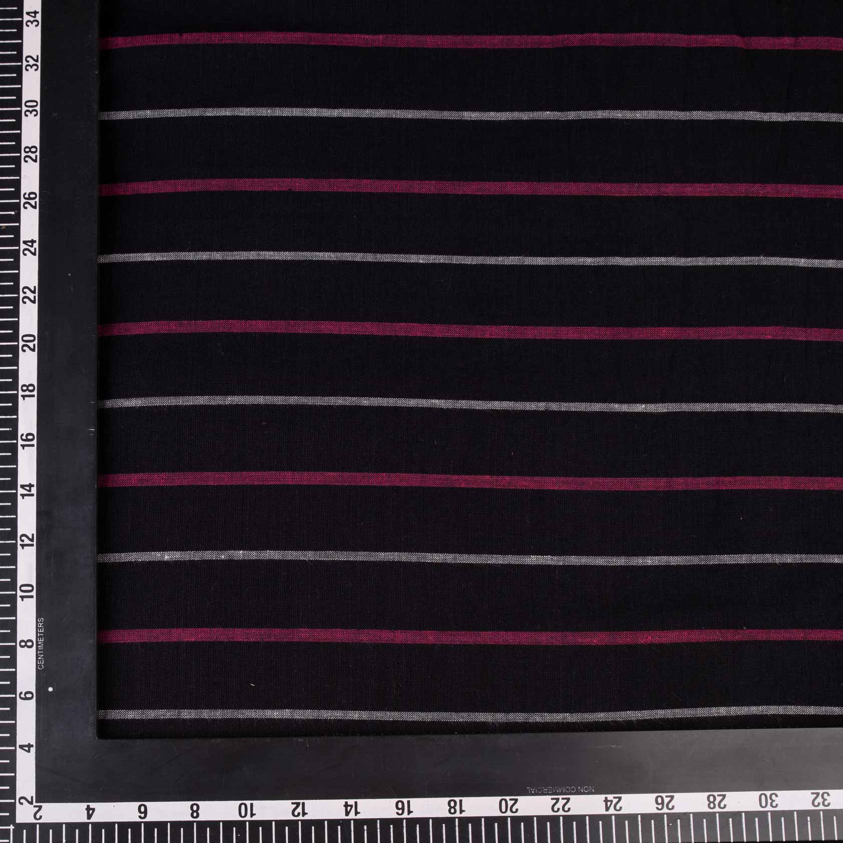 STRIPE BLACK PURE COTTON 98 GSM HANDWOVEN FABRIC