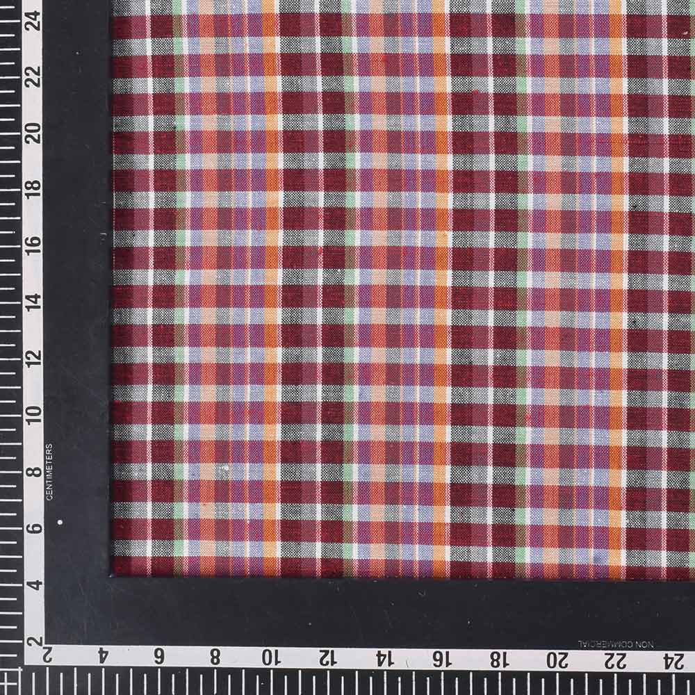 CHECK MULTICOLORED KHADI COTTON 114 GSM HANDWOVEN FABRIC 384