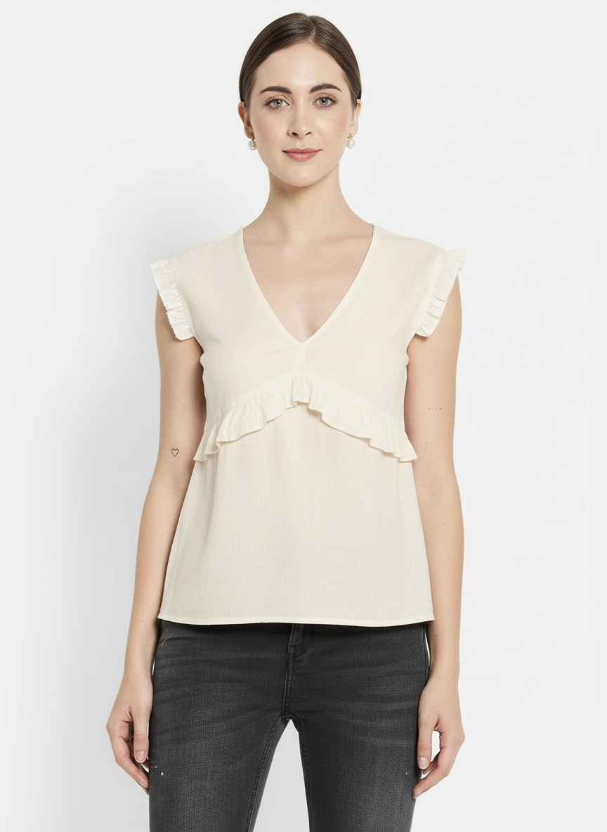 Frilled Sleeveless Women's Top