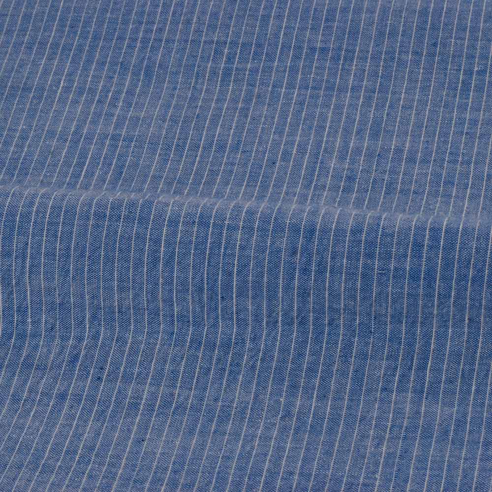 STRIPE BLUE PURE COTTON 64 GSM HANDWOVEN FABRIC