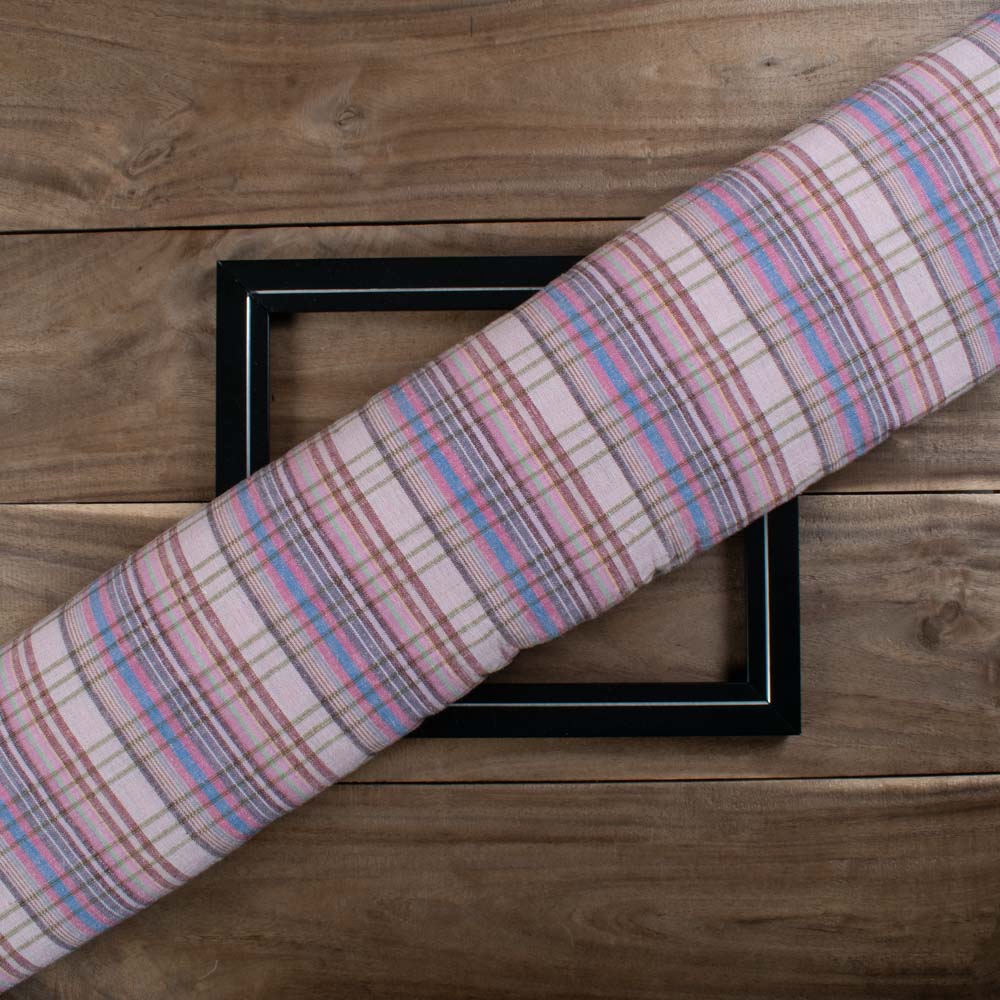 Multicolour Check Cotton & Hemp 145 GSM Handwoven Fabric 804
