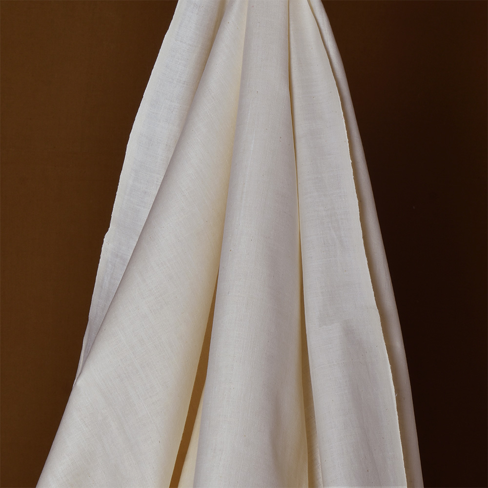 Plain Natural Matka Silk & Khadi Blend 130 GSM Handwoven Fabric