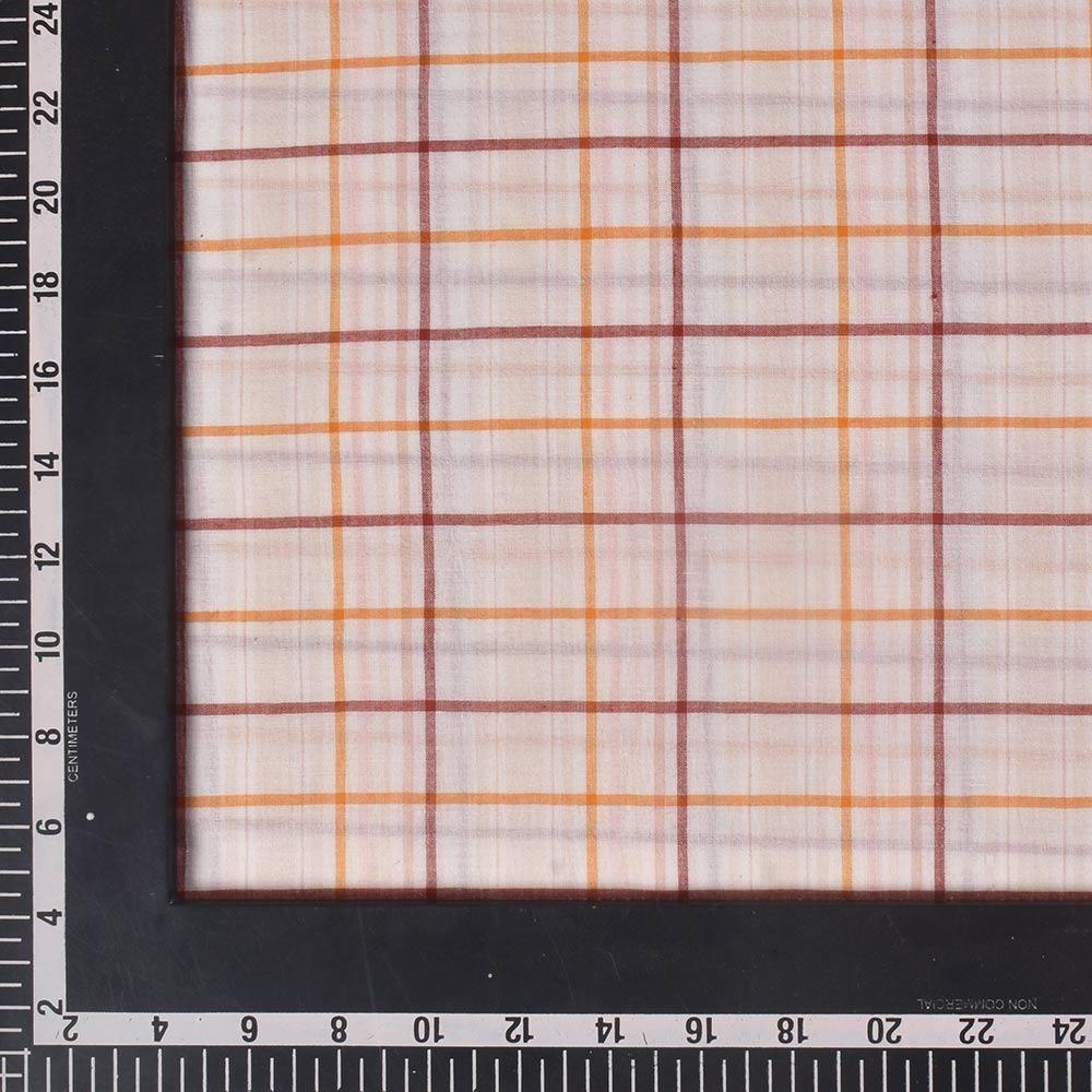CHECK WHITE PURE COTTON 68 GSM HANDWOVEN FABRIC