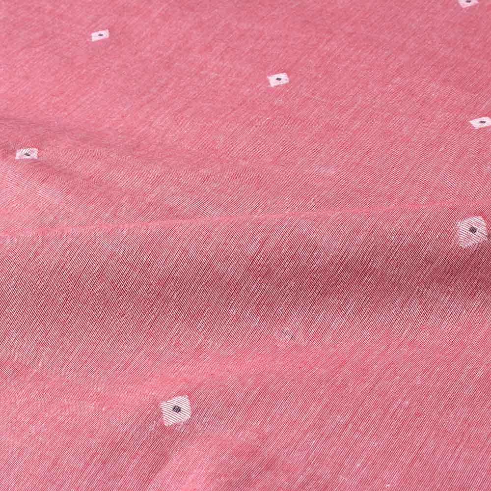 GEOMETRIC RED JAMDANI PURE COTTON 52 GSM HANDWOVEN FABRIC
