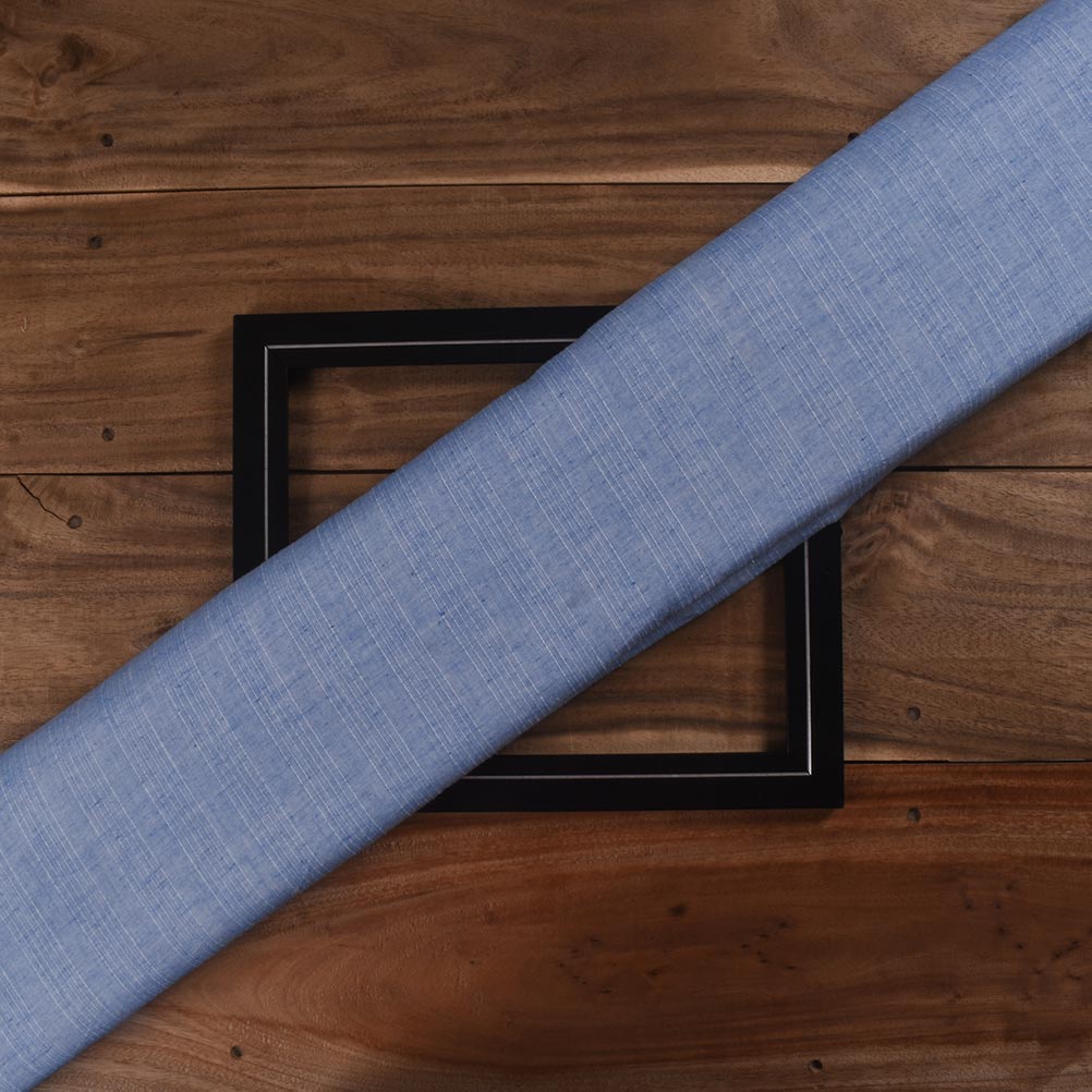 Stripe Blue Pure Cotton 80 GSM Handwoven Fabric