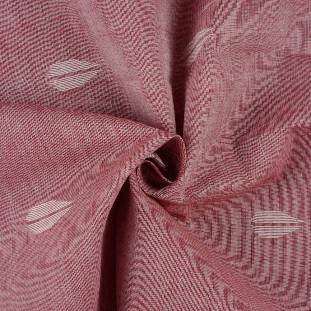 Geometric Red Jamdani Pure Handwoven Cotton 55 GSM Fabric