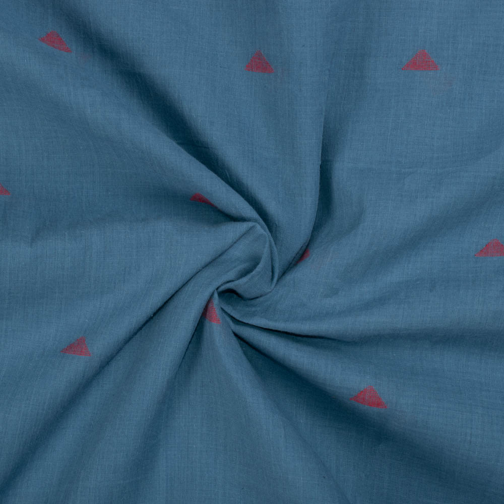 Geometric Blue Jamdani Pure Cotton 55 GSM Fabric 65