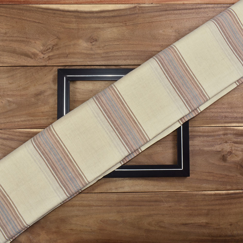 Stripe Multicolor Pure Cotton 65 GSM Handwoven Fabric