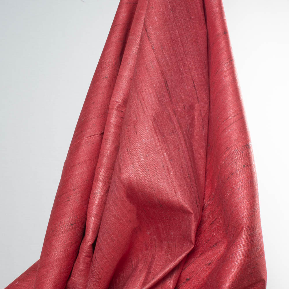 Plain Red Natural Ketya Silk Cotton Blend 150 GSM Handwoven Fabric