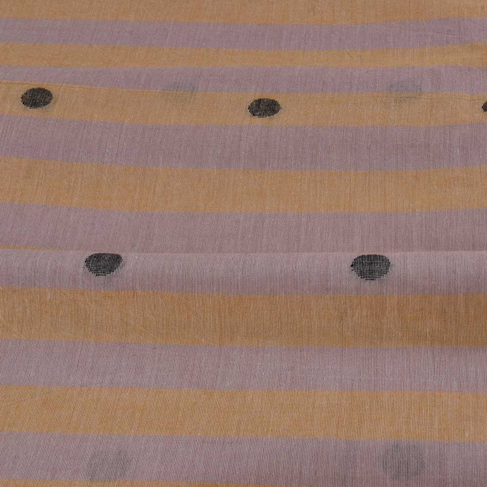 POLKA DOT STRIPE BEIGE & YELLOW JAMDANI PURE COTTON 60 GSM HANDWOVEN FABRIC