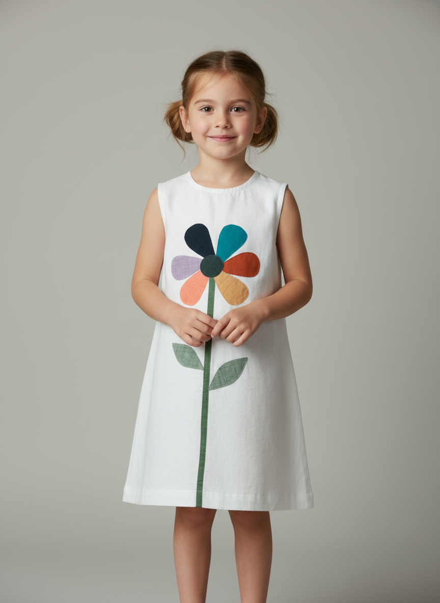 Kids Flower Applique Dress