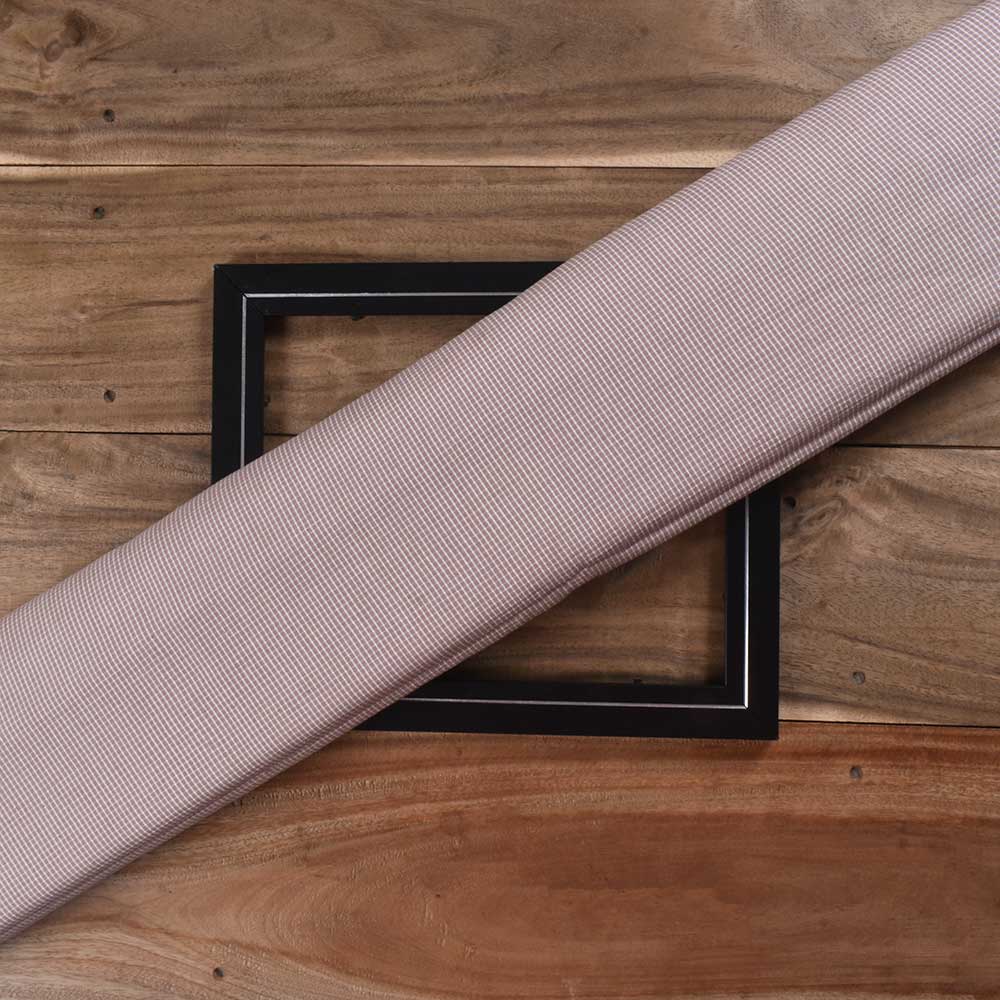 Check Brown Pure Cotton 93 GSM Handwoven Fabric D8