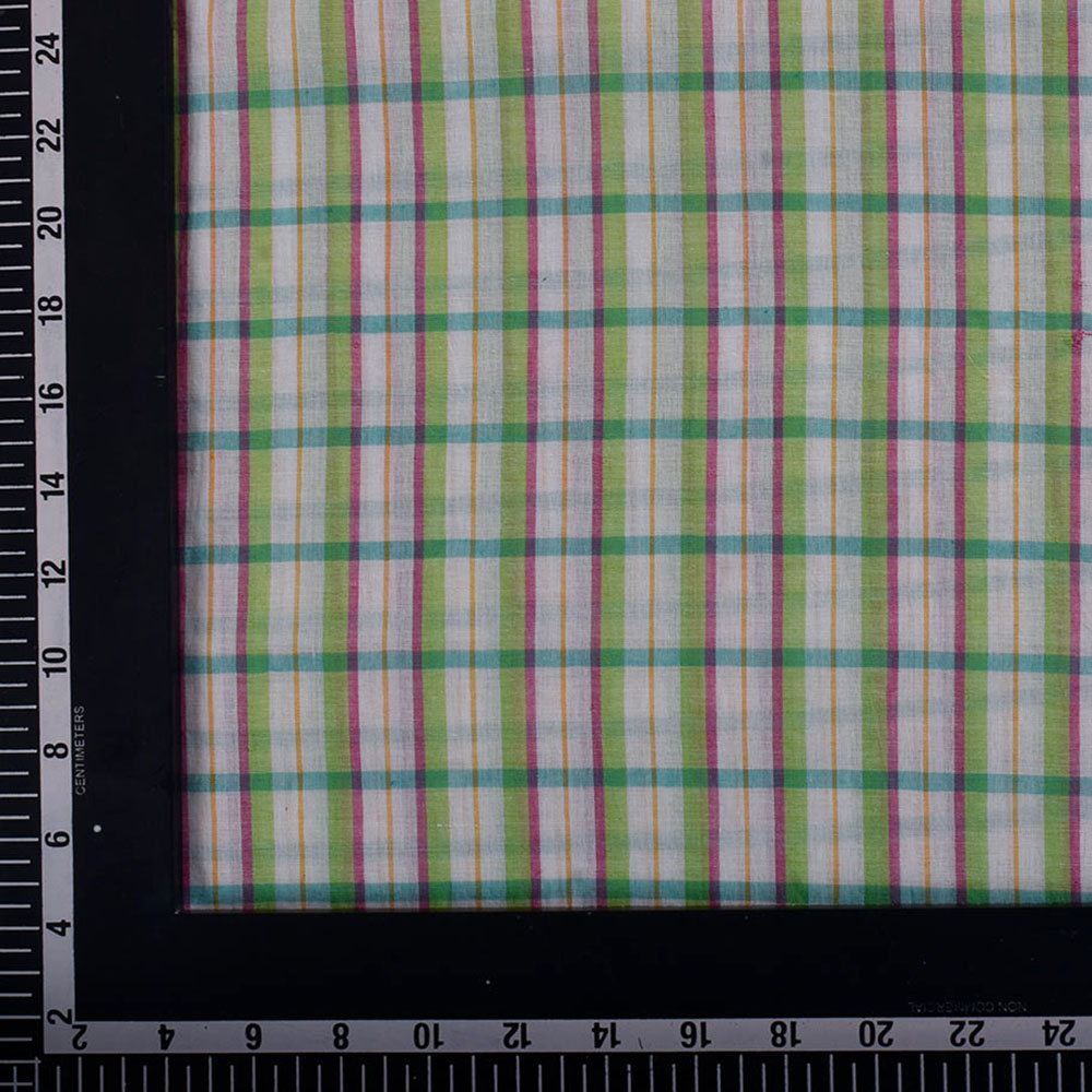 CHECK MULTI COLOR PURE COTTON 60 GSM HANDWOVEN FABRIC 348