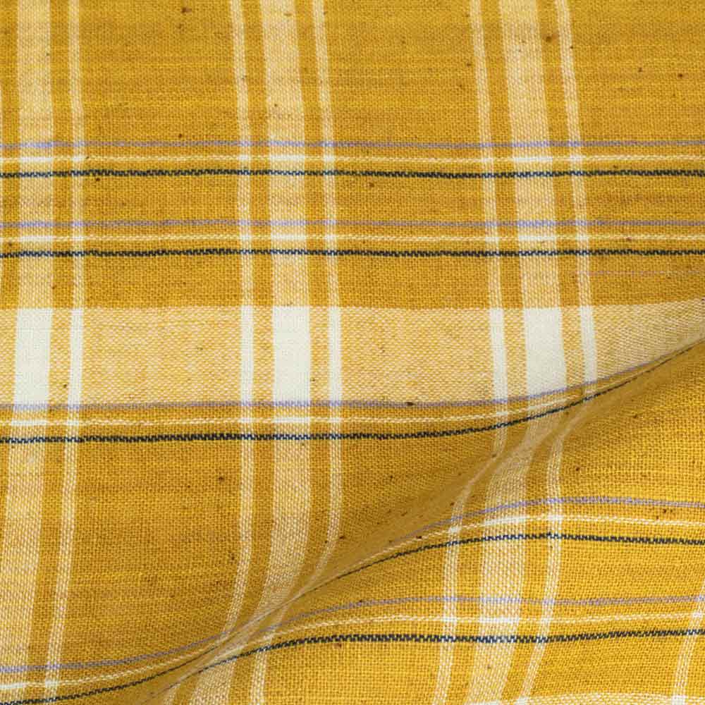 Check Yellow Pure Cotton 96 GSM Handwoven Fabric 22