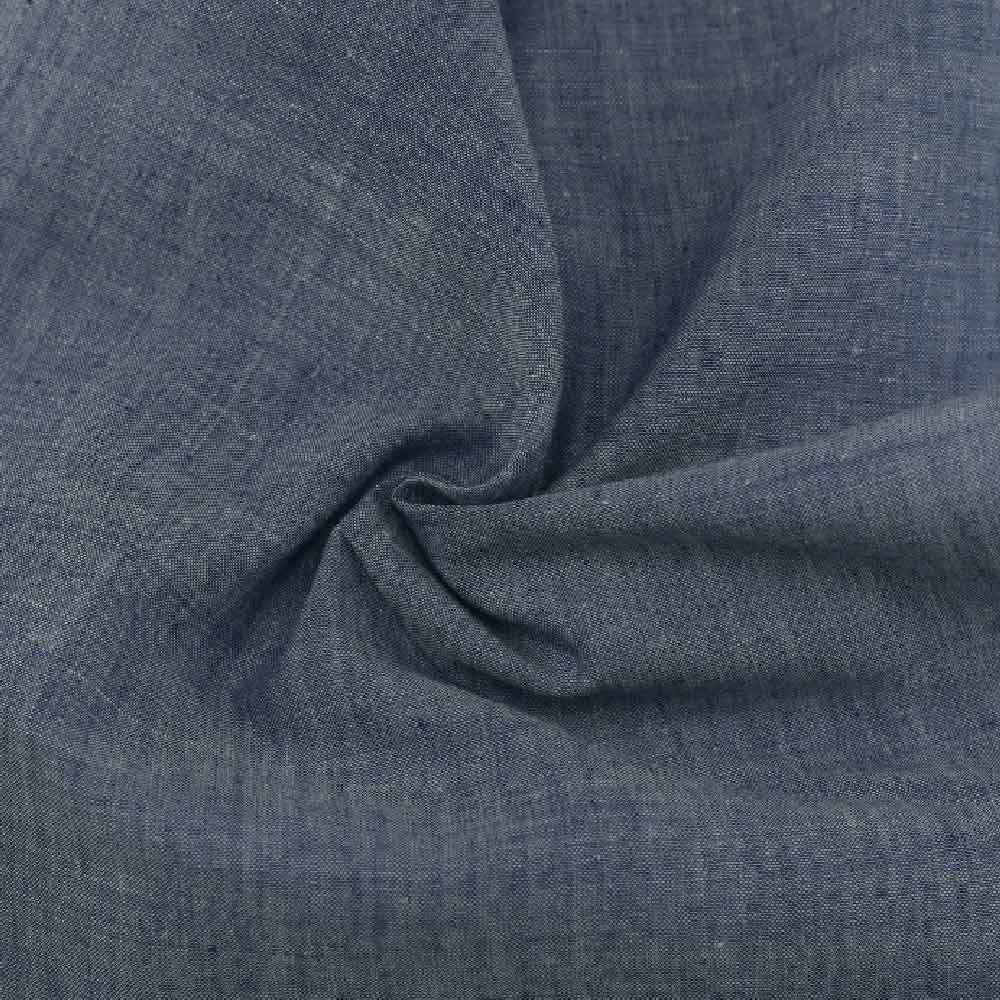 Chambray Dark Blue Khadi Cotton 62 GSM Handwoven Fabric