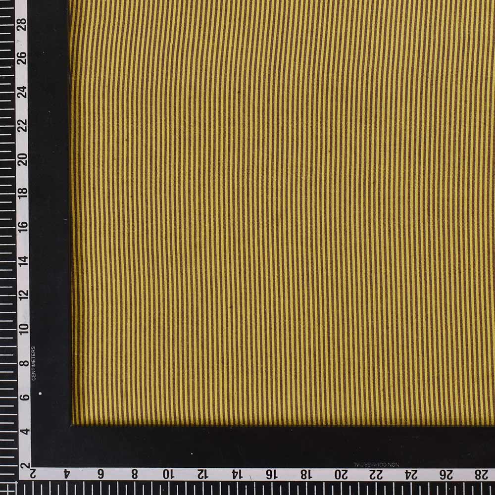 STRIPE YELLOW & BLACK PURE COTTON 98 GSM HANDWOVEN FABRIC