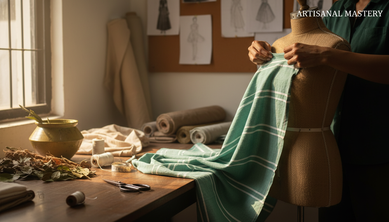 Khesh fabric used for structured garments, bags, cushions, and slow fashion products