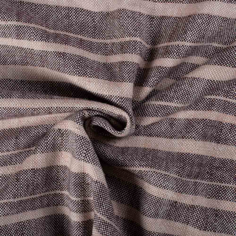 Brown Cream Stripe Khadi 305 GSM Handwoven Fabric