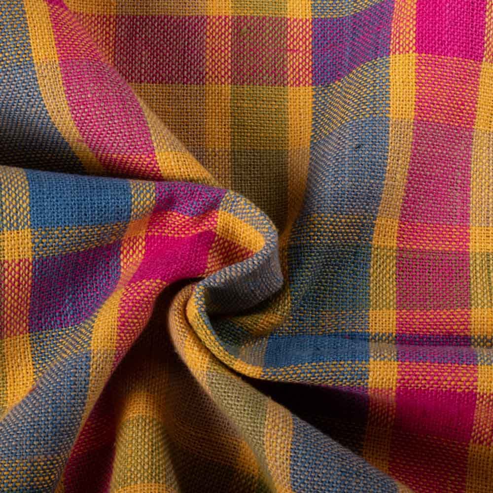 Check Multicolor Pure Khadi 225 GSM Handwoven Fabric