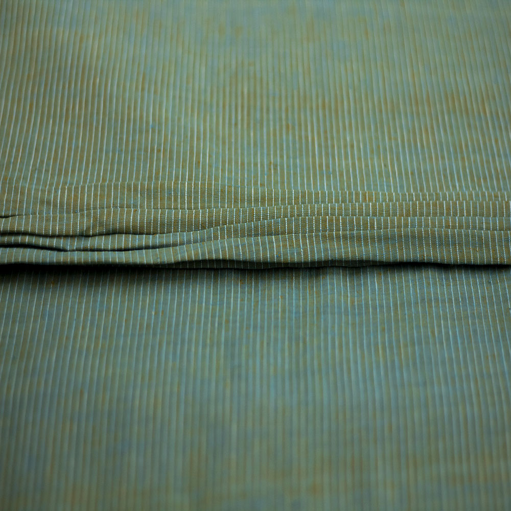 STRIPE GREEN PURE COTTON 65 GSM HANDWOVEN FABRIC J13