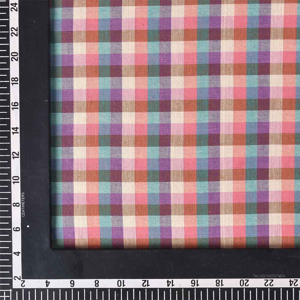 CHECK MULTICOLOUR PURE COTTON 97 GSM HANDWOVEN FABRIC 479