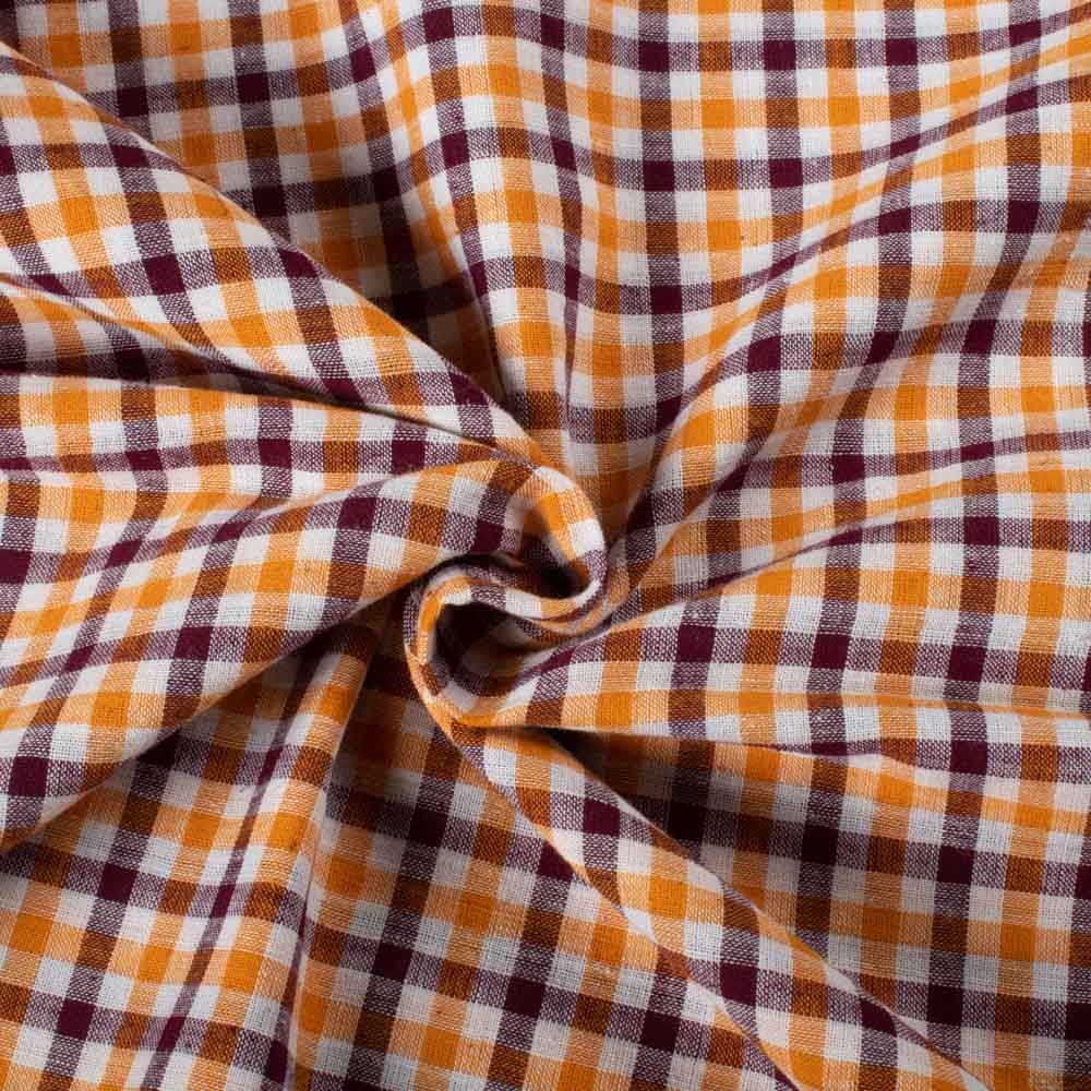 Check White Yellow Magenta Pure Cotton 95 GSM Handwoven Fabric