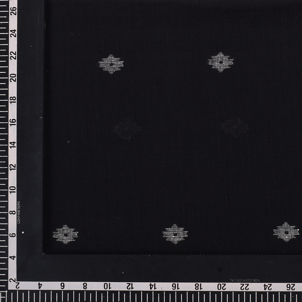 GEOMETRIC SOLID BLACK PURE COTTON 58 GSM HANDWOVEN FABRIC