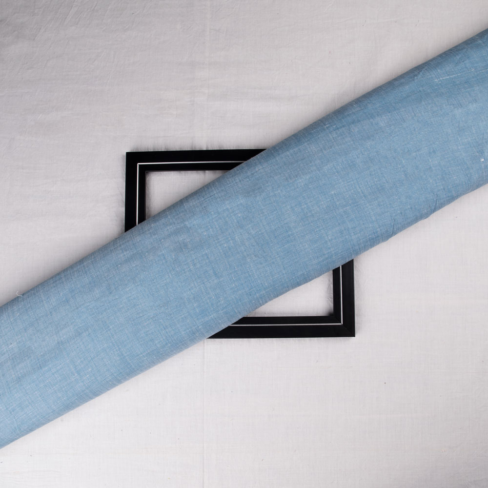 Stripe Blue Pure Cotton 74 GSM Handwoven Fabric P7