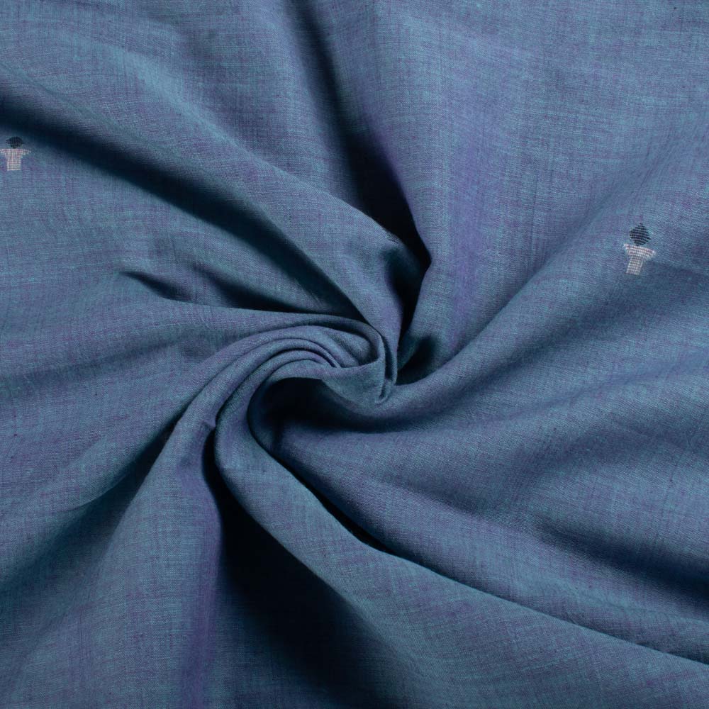 Cross Blue Jamdani Candel Motif Pure Cotton 55 GSM Handwoven Fabric