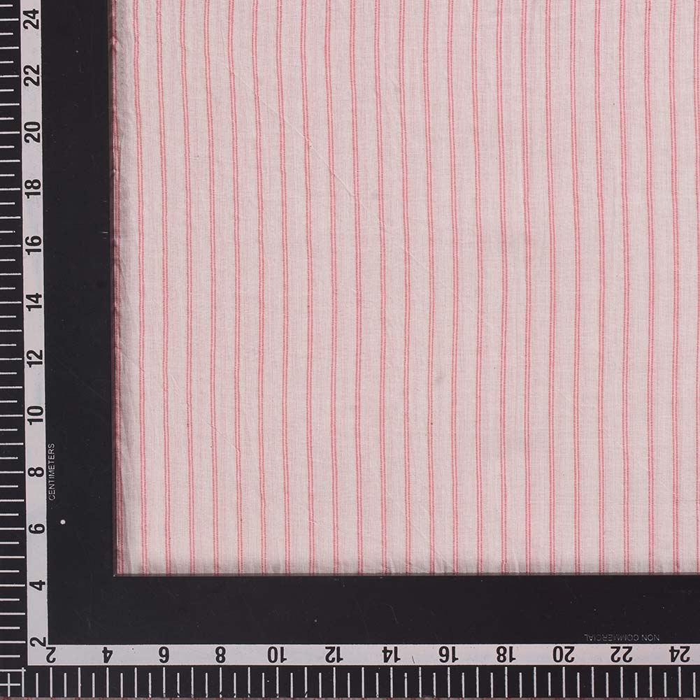 STRIPE PINK PURE COTTON 60 GSM HANDWOVEN FABRIC