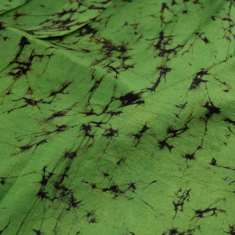 ABSTRACT GREEN BLACK BATIK MULBERRY SILK 40 GSM FABRIC