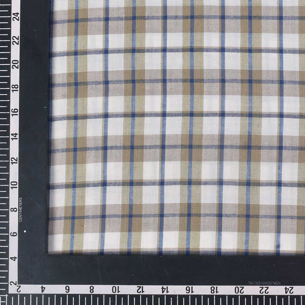 CHECK BEIGE & WHITE PURE COTTON 86 GSM HANDWOVEN FABRIC