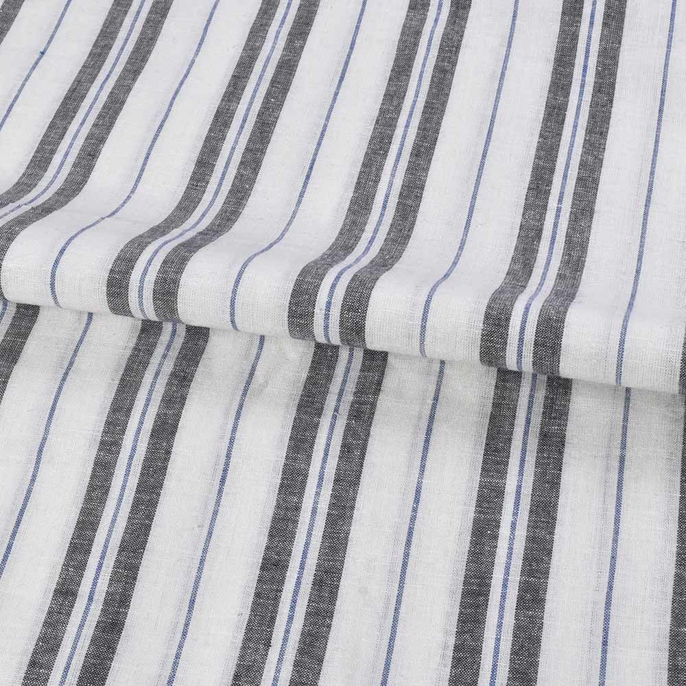 STRIPE BLACK & WHITE PURE COTTON 96 GSM HANDWOVEN FABRIC 265