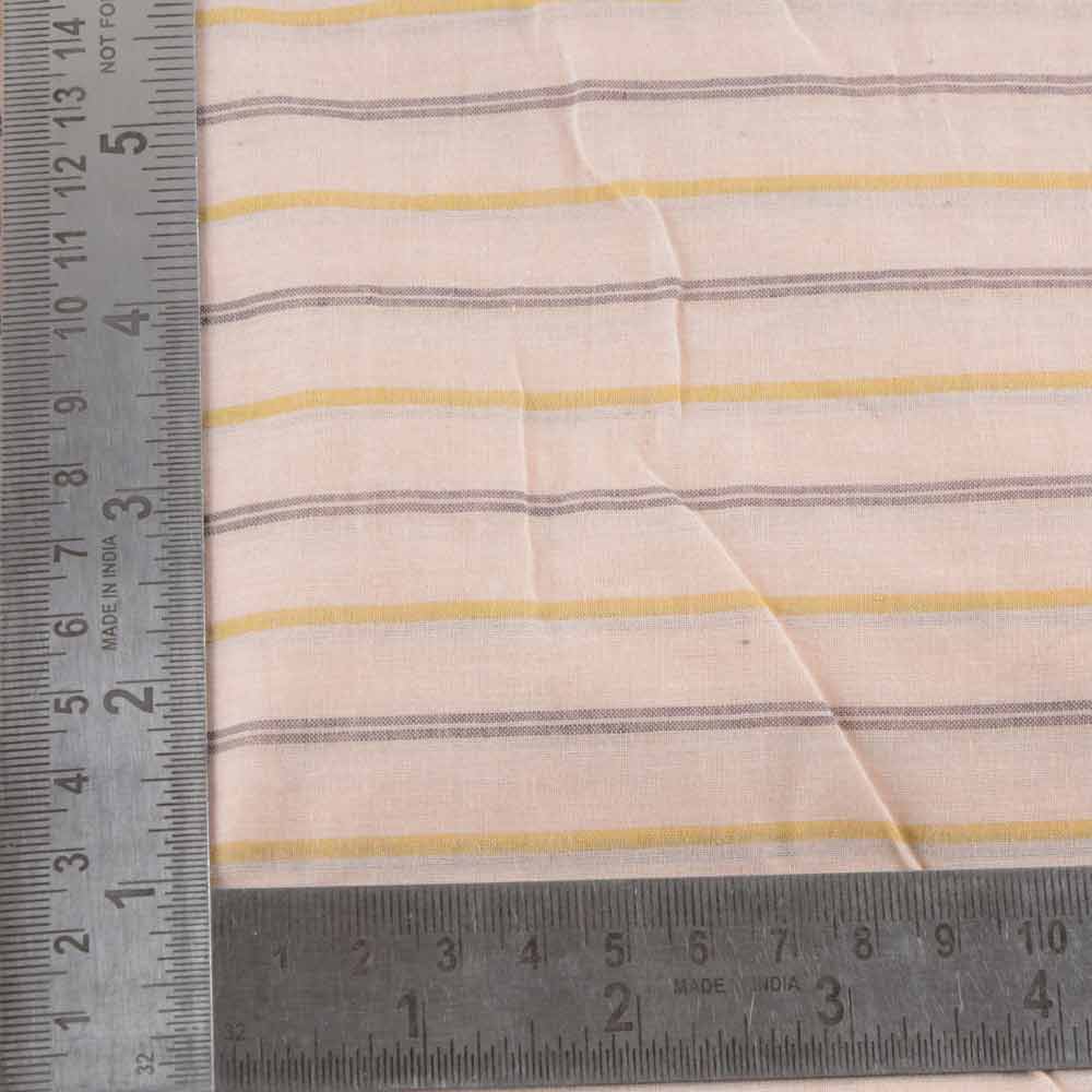 STRIPE PEACH PURE COTTON 60 GSM HANDWOVEN FABRIC