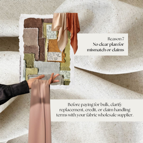 Fabric inspection process identifying defects and mismatches during bulk order quality checks