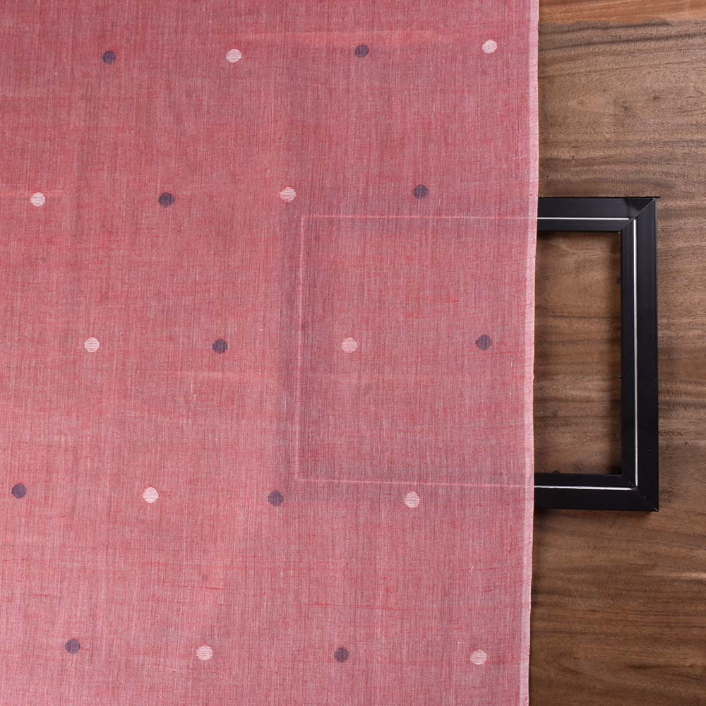 PINK GEOMETRIC JAMDANI KHADI COTTON 55 GSM HANDWOVEN FABRIC