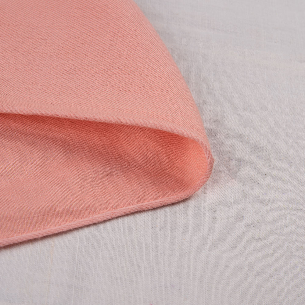 Solid Satin Twill Coral Pink Pure Cotton 102 GSM Handwoven Fabric