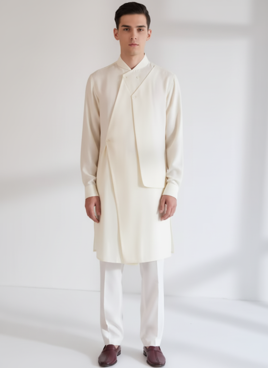Double Panel Men's Asymmetric Kurta