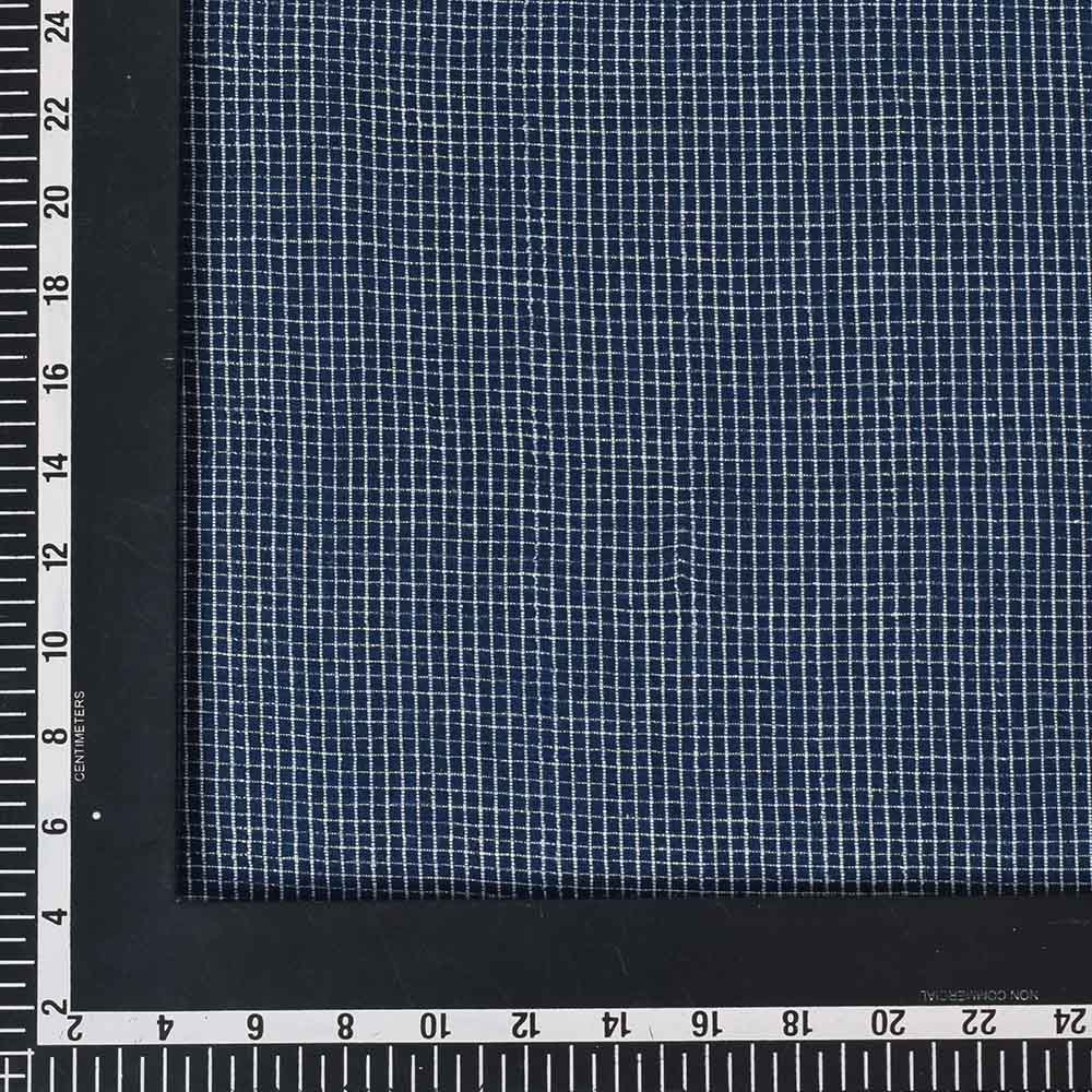 CHECK BLUE WHITE PURE COTTON 87 GSM HANDWOVEN FABRIC