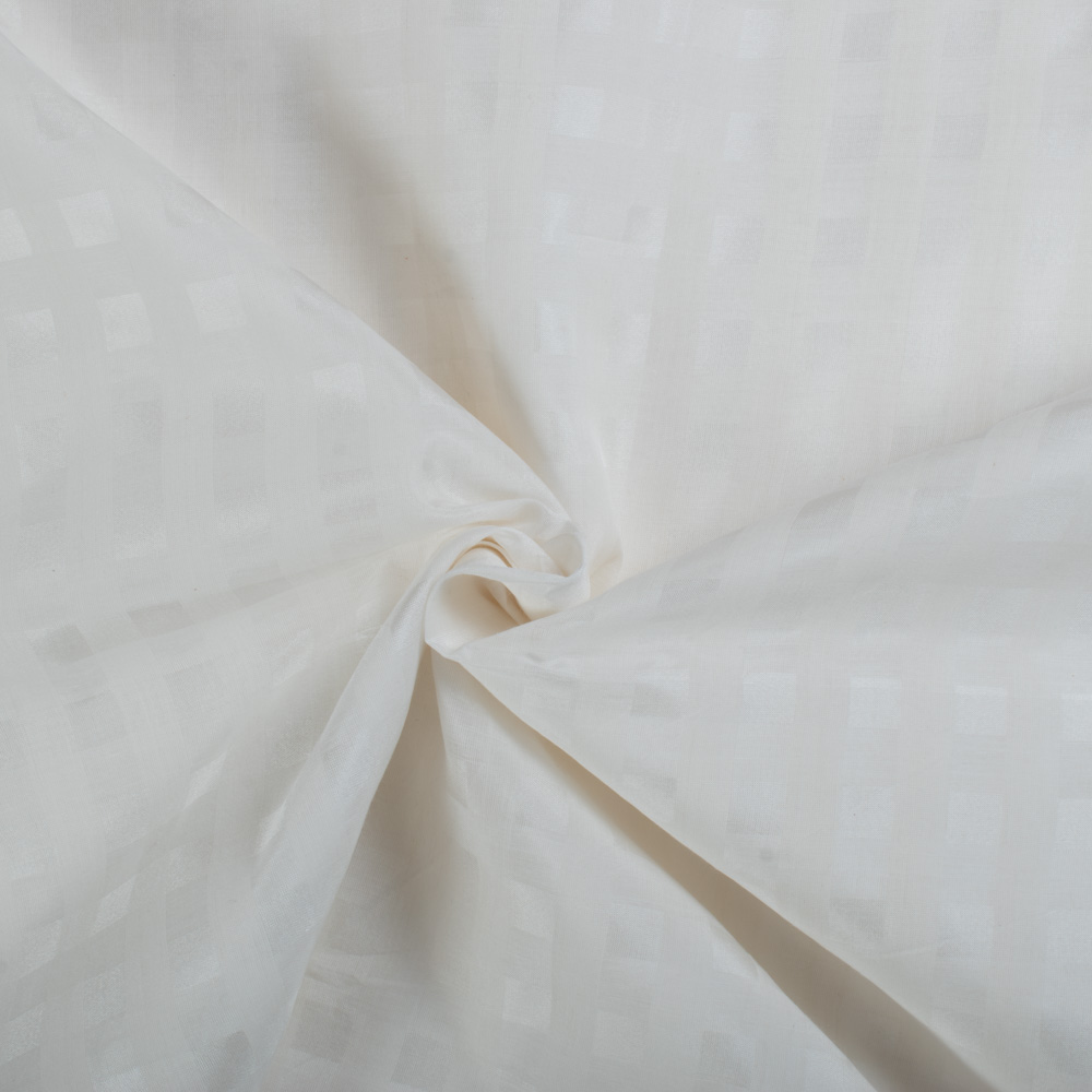 Big Check Natural Mulberry Silk & Cotton Blend 45 GSM Handwoven Fabric 24
