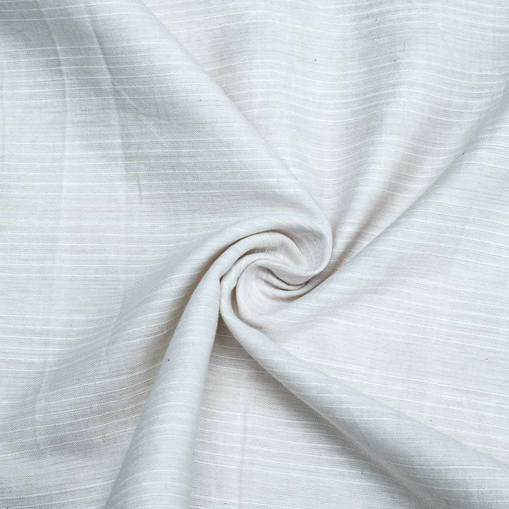Stripe White Pure Cotton 80 GSM Handwoven Fabric