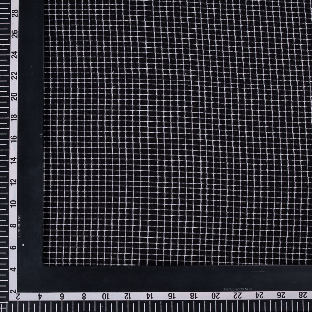 CHECK BLACK & WHITE PURE COTTON 116 GSM HANDWOVEN FABRIC